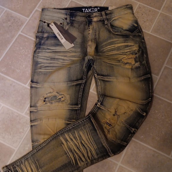 2 Pair Slim Skinny Fit Jeans. Taker And Copper Rivet Brands. Sz 32/32.desert/blu - Picture 5 of 9